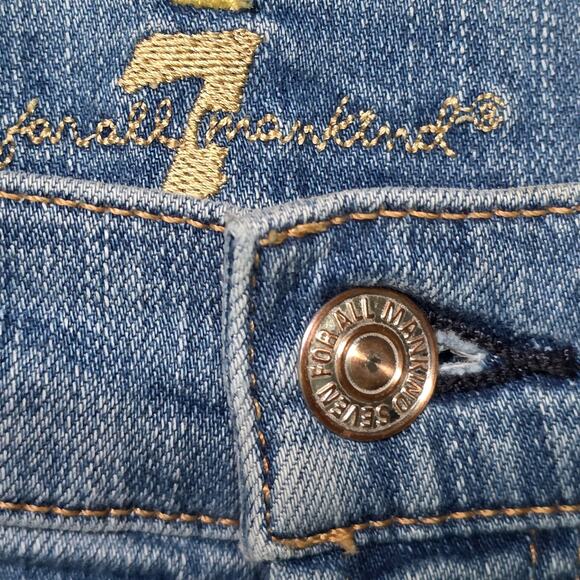 7 For All Mankind Jeans Women 26 Blue Distressed Raw Hem Skinny - Picture 2 of 6